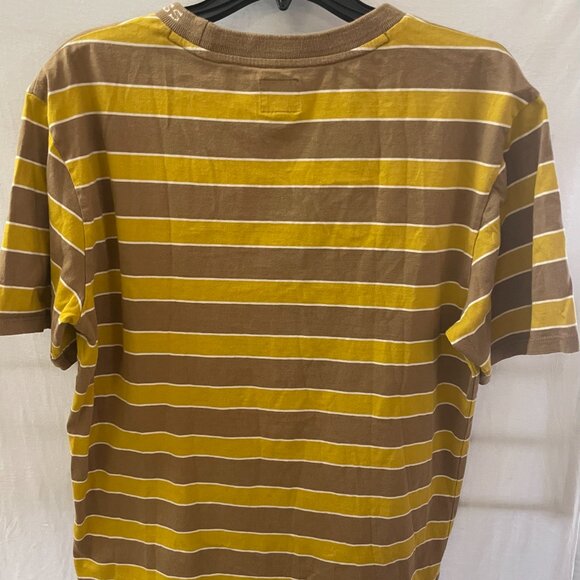 Vintage 90s GUESS Los Angeles Logo Striped Shirt – Brown & Yellow, Men’s Size S - Picture 3 of 5
